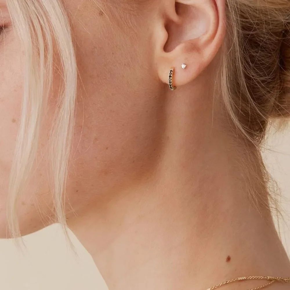 CZ Hoop Huggie Earrings